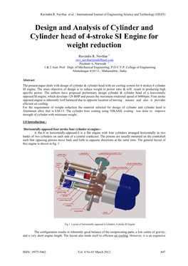 Design and Analysis of Cylinder and Cylinder Head of 4-Stroke SI Engine for Weight Reduction