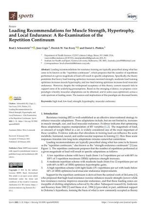 Loading Recommendations for Muscle Strength, Hypertrophy, and Local Endurance: a Re-Examination of the Repetition Continuum