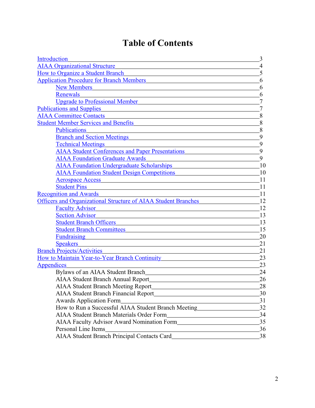 Table of Contents