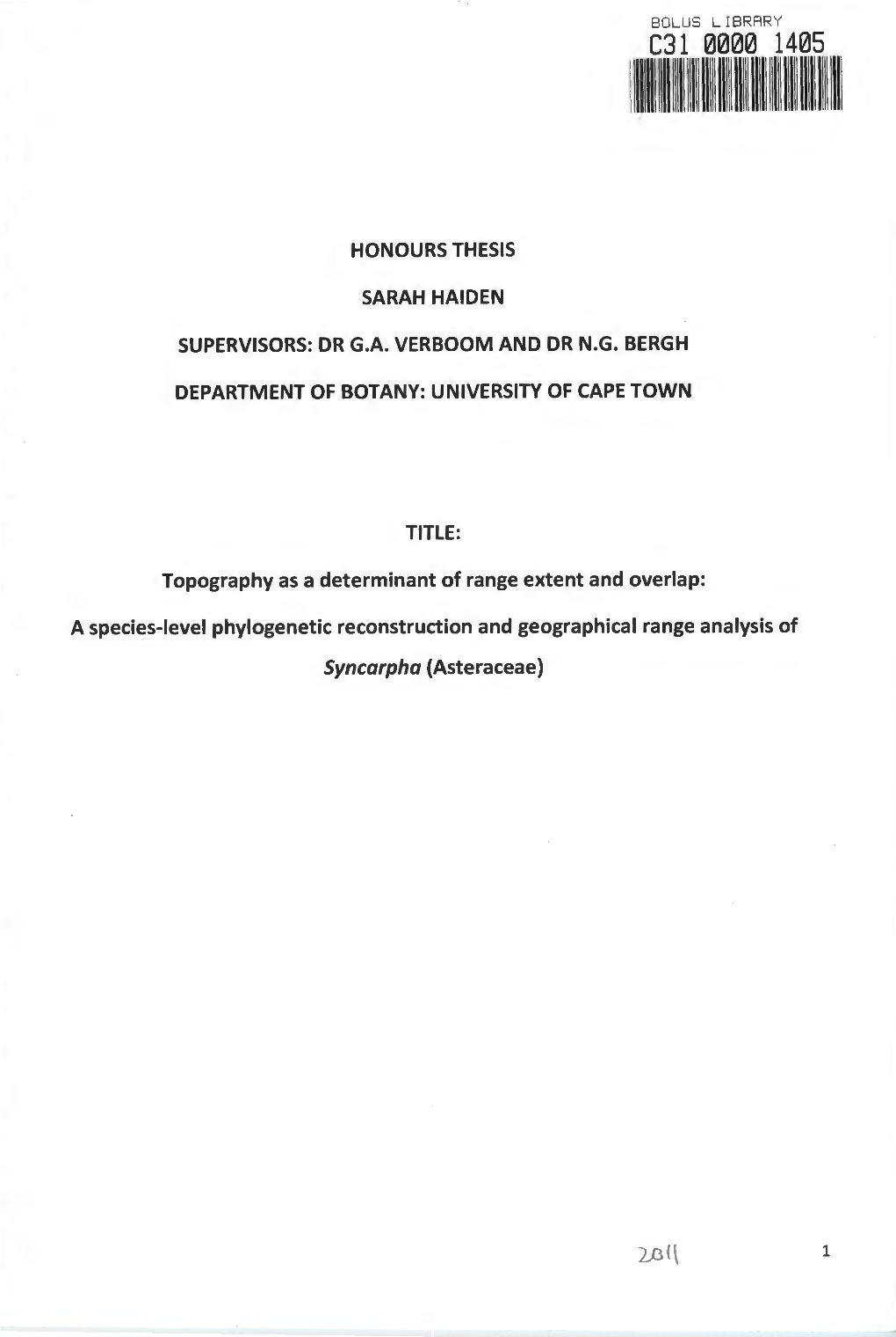 Topographyas a Determinant of Range Extent and Overlap:A Species