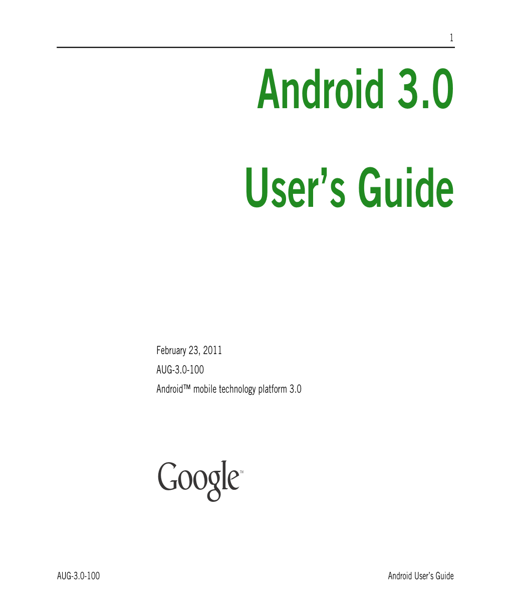 Android 3.0 User's Guide