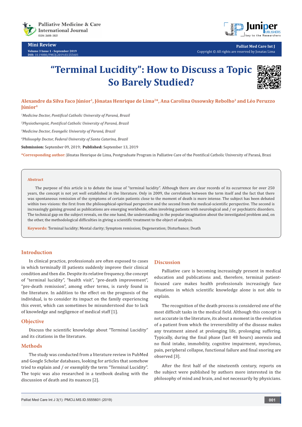 Terminal Lucidity”: How to Discuss a Topic So Barely Studied?