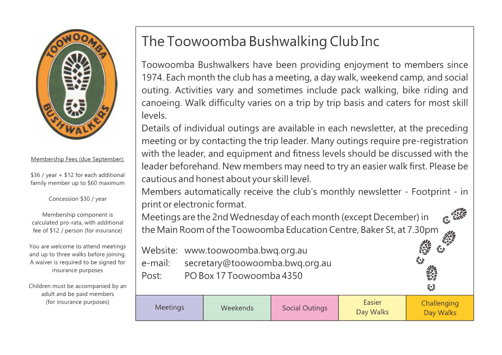 The Toowoomba Bushwalking Club Inc