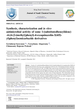 Synthesis, Characterization and in Vitro Antimicrobial