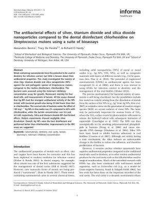 The Antibacterial Effects of Silver, Titanium Dioxide and Silica Dioxide Nanoparticles Compared to the Dental Disinfectant Chlor