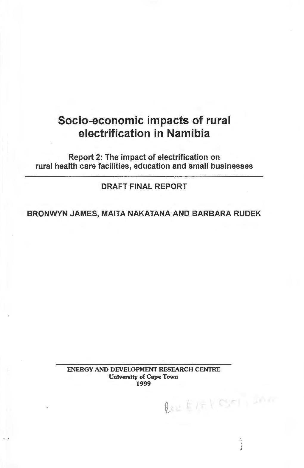 Socio-Economic Impacts of Rural Electrification in Namibia