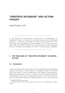 Veritatis Splendor" and Action Theory∗