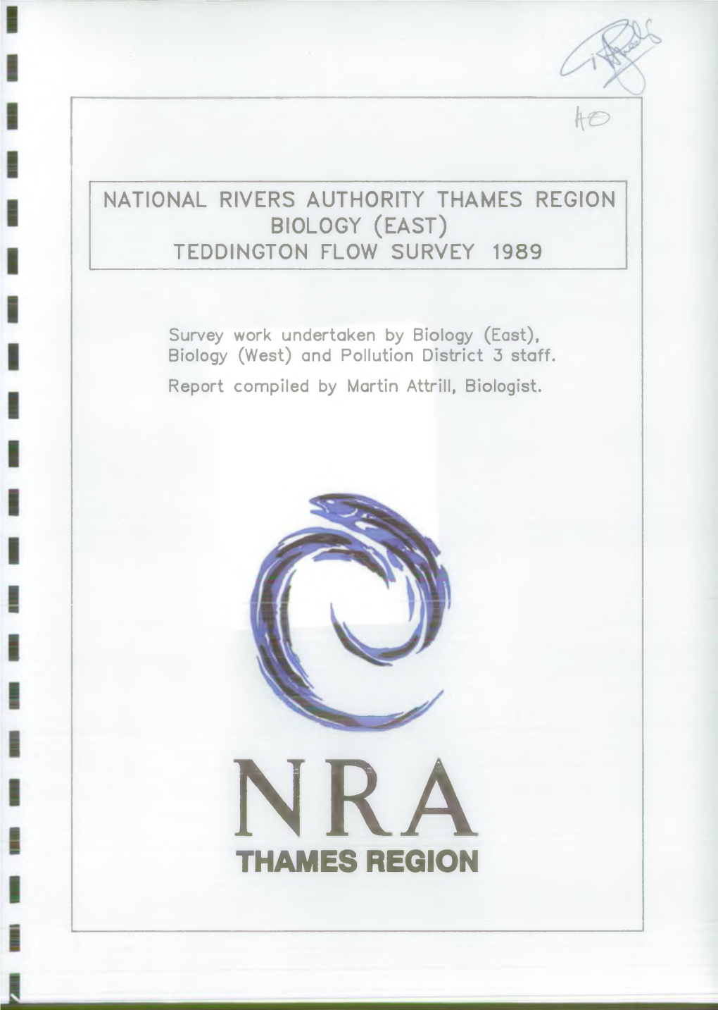 National Rivers Authority Thames Region Biology (East) Teddington Flow Survey 1989