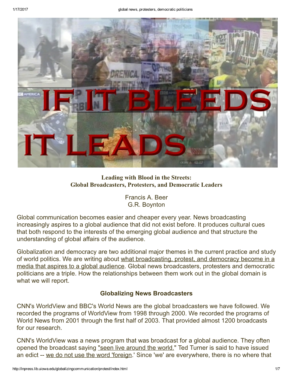 Leading with Blood in the Streets: Global Broadcasters, Protesters, and Democratic Leaders