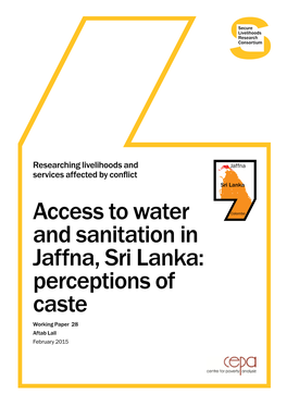 Access to Water and Sanitation in Jaffna, Sri Lanka: Perceptions of Caste