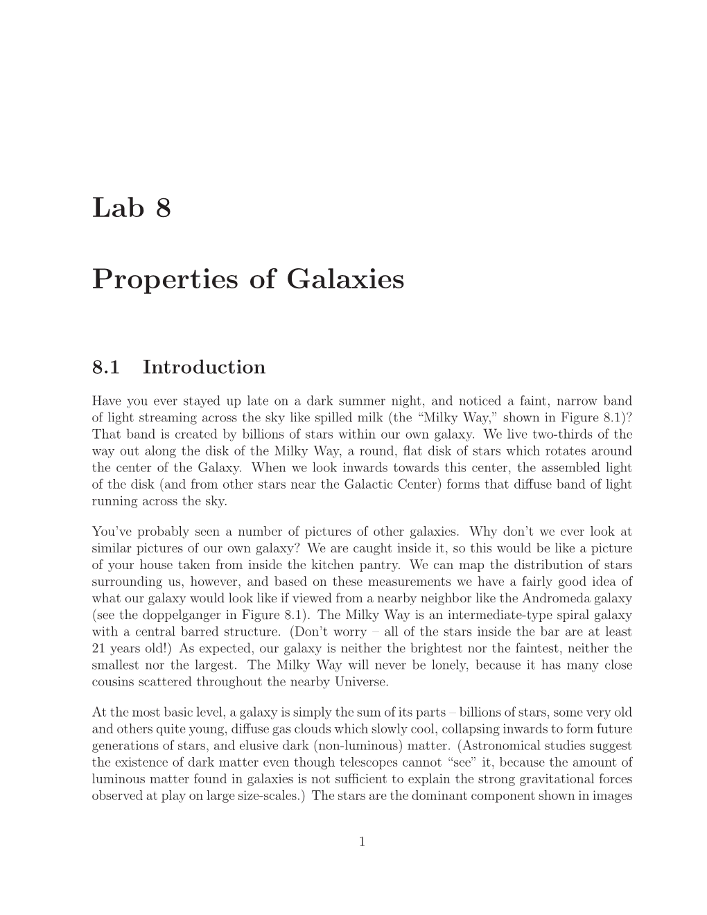 Lab 8 Properties of Galaxies