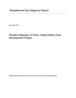 Hebei Elderly Care Development Project: Resettlement Due