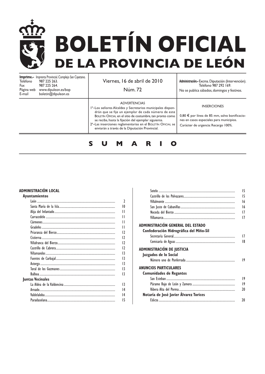 BOLETÍN OFICIAL DE LA PROVINCIA DE LEÓN Imprime.– Imprenta Provincial