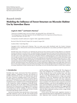 Modeling the Influence of Forest Structure on Microsite Habitat Use by Snowshoe Hares