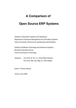 A Comparison of Open Source ERP Systems
