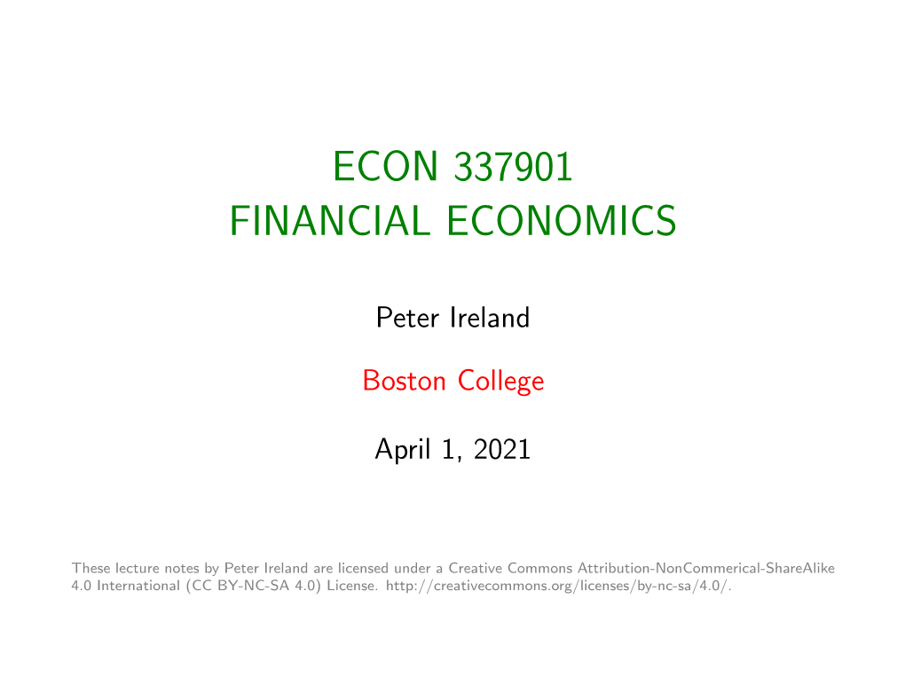 Econ 337901 Financial Economics