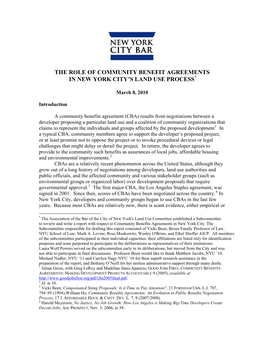 The Role of Community Benefit Agreements in New York City's Land