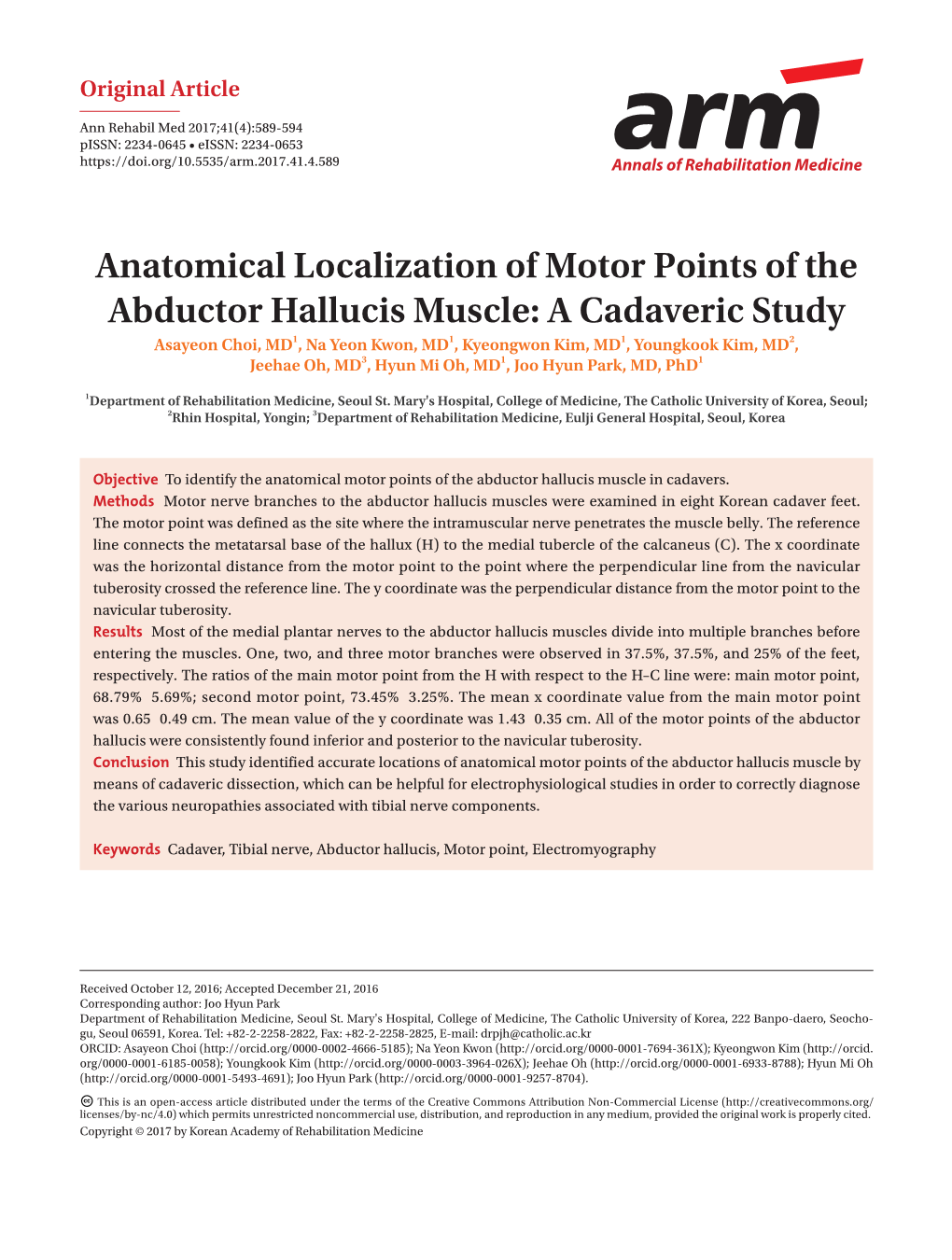 Anatomical Localization of Motor Points of The