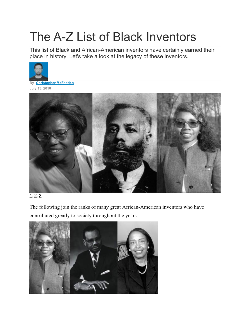 The AZ List of Black Inventors This List of Black and AfricanAmerican