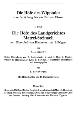 Die Höfe Des Wipptales Die Höfe Des Landgerichtes Matrei-Steinach