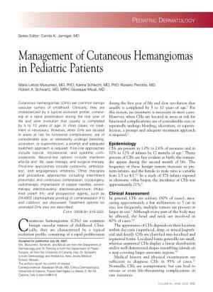Management of Cutaneous Hemangiomas in Pediatric Patients