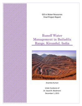 Runoff Water Management in Bailadila Range, Kirandul, India