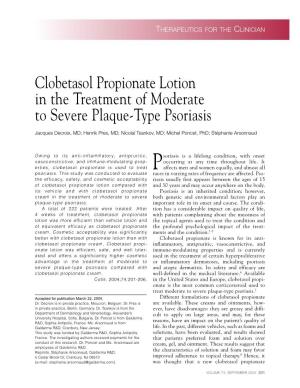 Clobetasol Propionate Lotion in the Treatment of Moderate to Severe Plaque-Type Psoriasis
