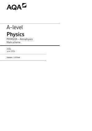 A-Level Physics a Mark Scheme Unit 05