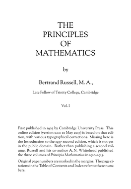 The Principles of Mathematics