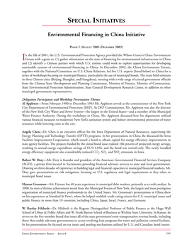 Environmental Financing in China Initiative