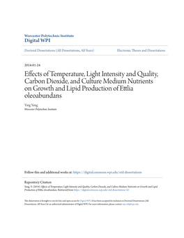 Effects of Temperature, Light Intensity and Quality, Carbon Dioxide, And