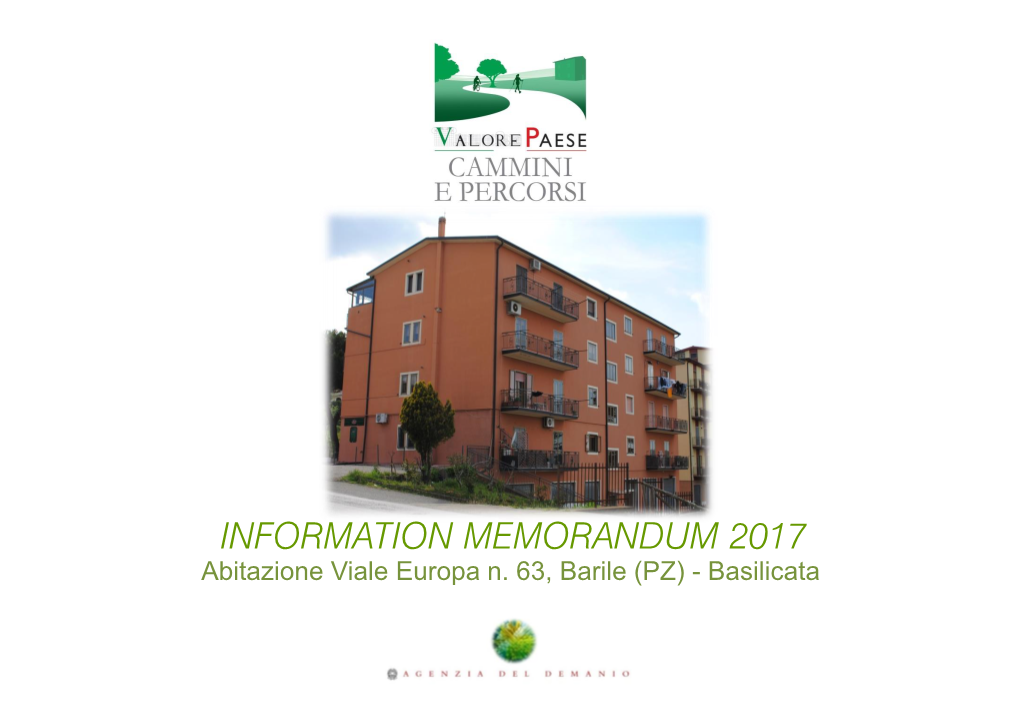 INFORMATION MEMORANDUM 2017 Abitazione Viale Europa N