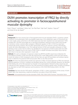 DUX4 Promotes Transcription of FRG2 by Directly Activating Its Promoter in Facioscapulohumeral Muscular Dystrophy