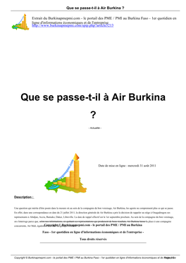 Que Se Passe-T-Il À Air Burkina ?