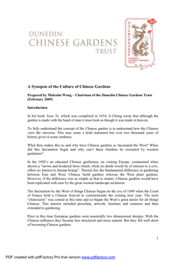 A Synopsis of the Culture of Chinese Gardens