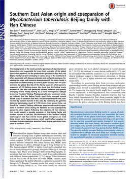 Southern East Asian Origin and Coexpansion of Mycobacterium Tuberculosis Beijing Family with Han Chinese