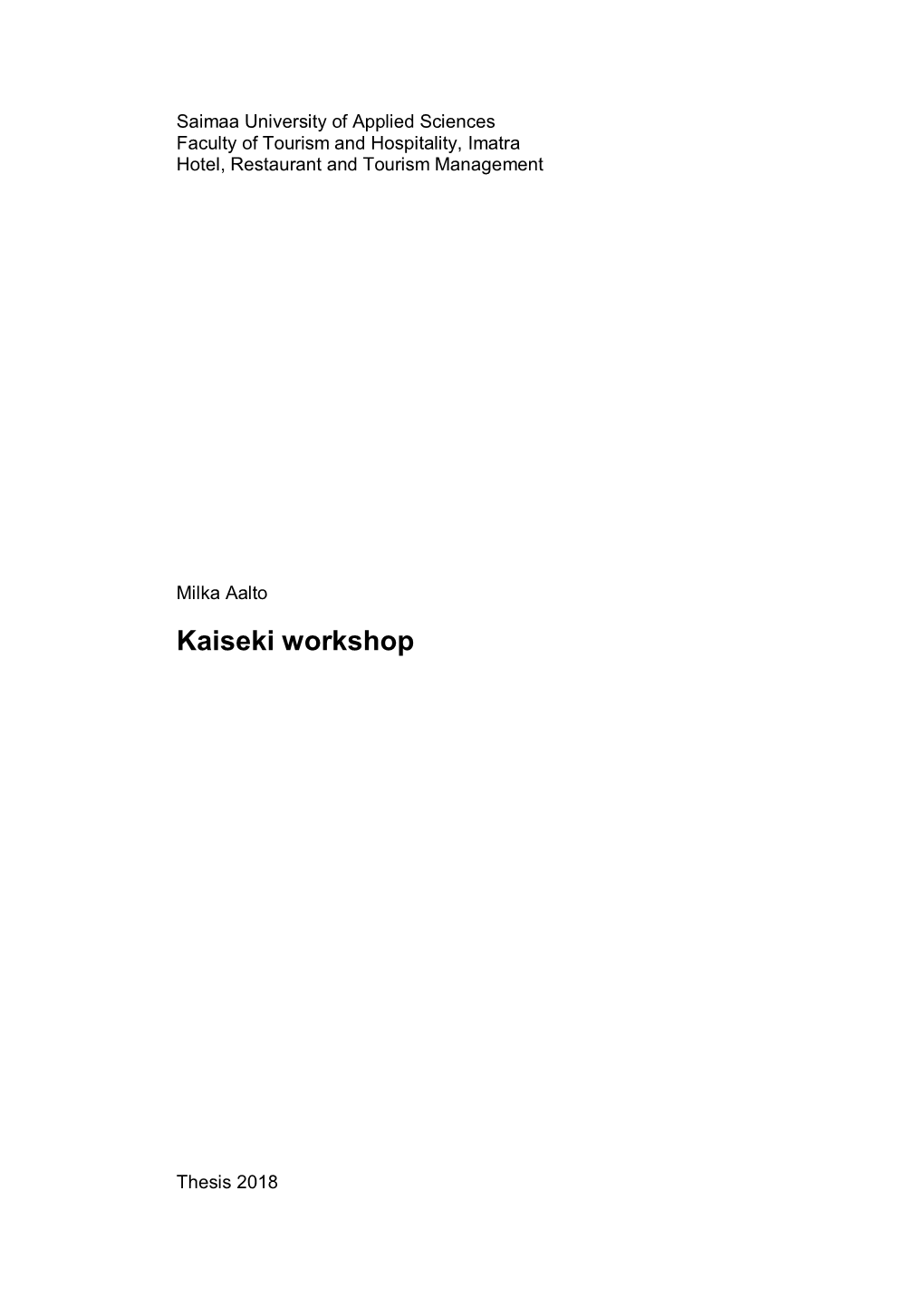Kaiseki Workshop