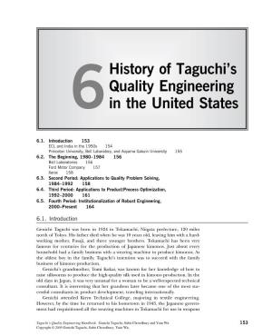 History of Taguchi's Quality Engineering in the United States