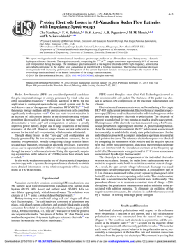 Probing Electrode Losses in All-Vanadium Redox Flow Batteries with Impedance Spectroscopy Che-Nan Sun,A,Z F