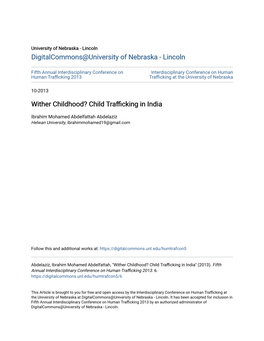 Child Trafficking in India