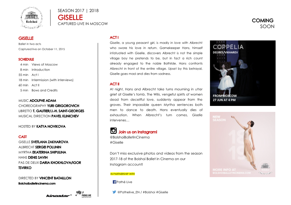 Giselle Coming Captured Live in Moscow Soon