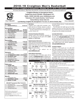 2018-19 Creighton Men's Basketball Creighton Combined Team Statistics (As of Jan 16, 2019) All Games