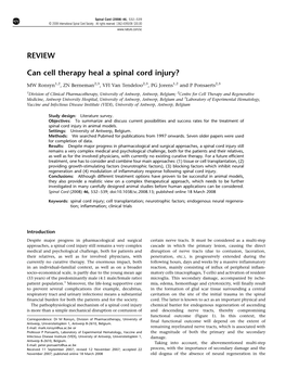 REVIEW Can Cell Therapy Heal a Spinal Cord Injury?