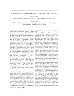 Nomenclatural Novelties in Chinese Elymus (Poaceae, Triticeae)