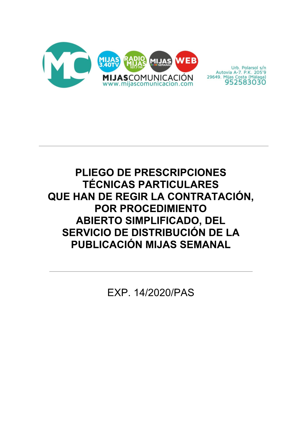 Pliego De Prescripciones Técnicas