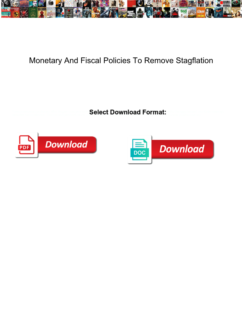 Monetary and Fiscal Policies to Remove Stagflation
