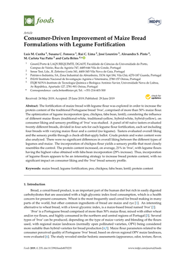 Consumer-Driven Improvement of Maize Bread Formulations with Legume Fortiﬁcation