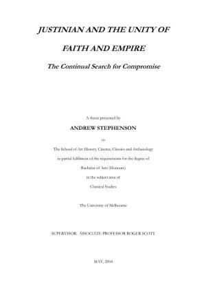 Justinian and the Unity of Faith and Empire: the Continual Search for Compromise