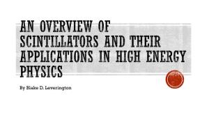 An Overview of Scintillators and Their Applications in High Energy Physics
