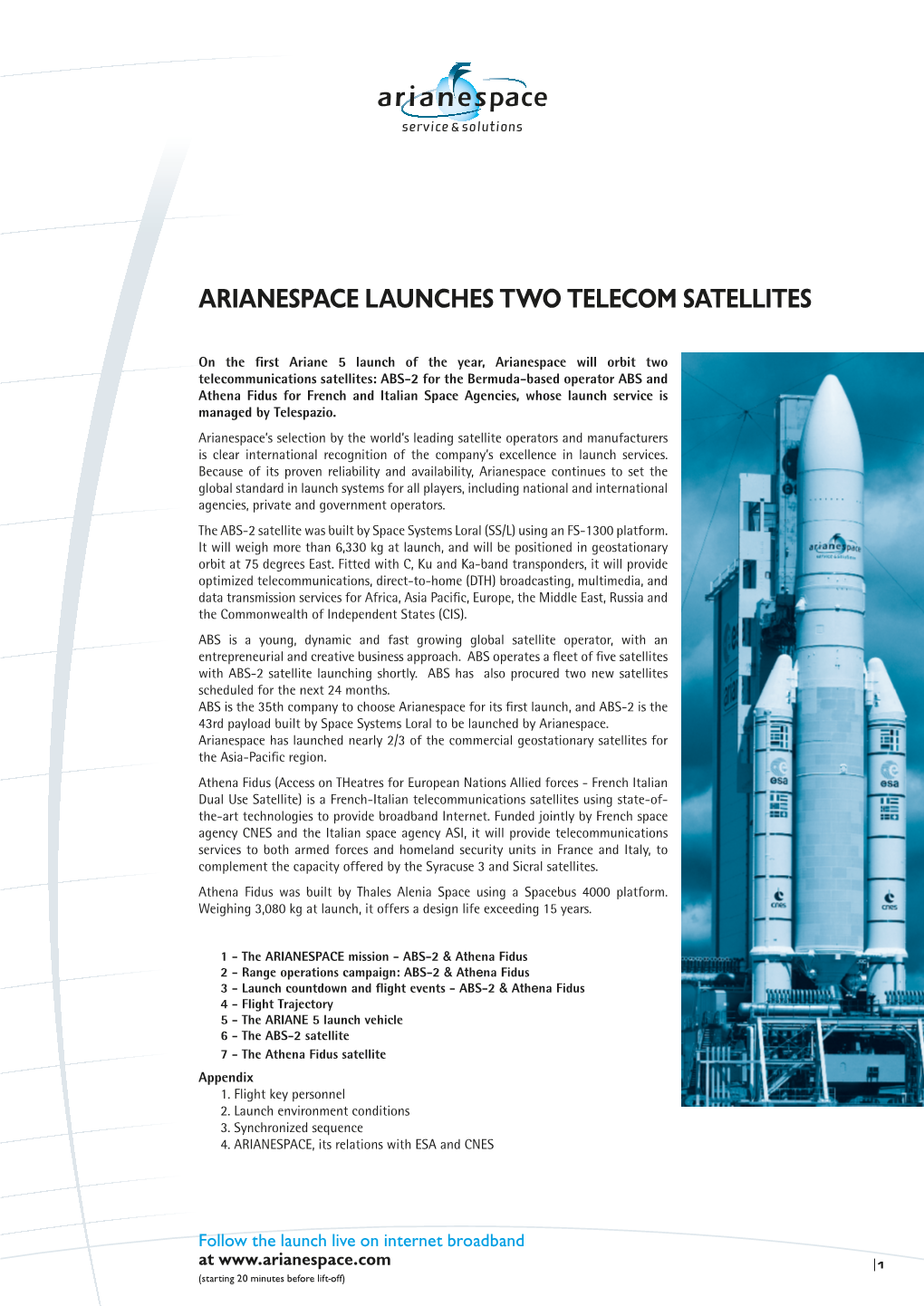 Arianespace Launches Two Telecom Satellites